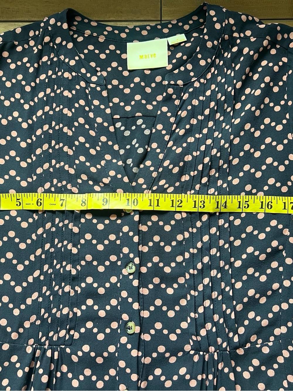 Maeve Anthropologie Navy Blue Polka Dot Button Front - Picture 14 of 14